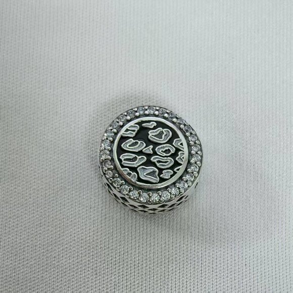 Pandora Black Leopard Print String Charm Pendant, S925 Silver Jewelry - Picture 2 of 4